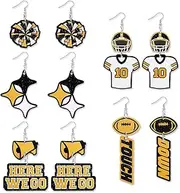 5 Pairs of Football Earrings for Women Game Day Acrylic Drop Earrings Touchdown Dangle Earrings for Cheerleaders Football Team Dangle Earrings Jewlry for Fans Sports Lover, and Sport Party Favors