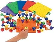 Peg Board Set, Montessori Toys for Toddlers and Preschool Kids - 1 Board and 30 Pegs for Learning Games, Sorting, Counting, Occupational Therapy, Fine Motor Skills Activity