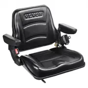 VEVOR Universal Forklift Seat, Fold Down Tractor Seat with Adjustable Angle Back, Micro Switch, Seatbelt and Armrests, 16-34 cm Slot Tractor Seat for