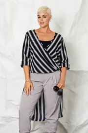 Tail Cross Over Blouse--BKBD-273