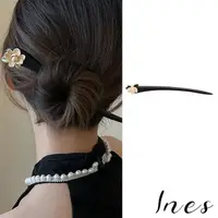 在飛比找momo購物網優惠-【INES】韓國設計浪漫梔子花朵木質古典髮簪 盤髮器(梔子花