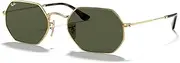 [Ray-Ban] Octagonal Non Polarised Sunglasses, RB3556N, Arista Gold & G-15 Green, 53mm