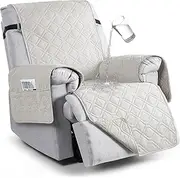 LIWEGHT Chair Covers for Recliner Couch Covers for Dog Waterproof Sofa Covers for Pets Non-Slip Sofa Slipcover Thick Quilted Couch Protector with Elastic Strap for Kids Washable（ White）