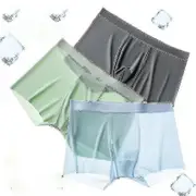 3pcs Ice Silk 5a Antibacterial Silk Men's Underwear, Summer(l)