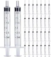 3ML Syringe for Liquid, 30Pack Measuring Small Plastic Syringes with caps, Reusable Liquid Measuring Syringe Tools with Measurement for Scientific Labs, Feeding Pets, Refilling Cosmetics (30Pack 3ML)