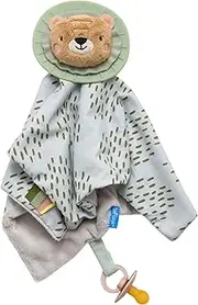 Taf Toys Soft Security Blanket with Pacifier Holder & Mane Teether Baby Lovey Unisex Lovie Baby Gifts for Newborn Boys and Girls Snuggle Toy Baby Lion Stuffed Animal for Ages 0-24 Months