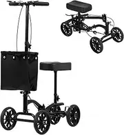 Advwin Knee Walker, Steerable Knee Scooter with 10" Rubber Tires, Foldable & Adjustable Walker Pad, Crutches Alternative for Foot Injuries, Leg Injury, Black