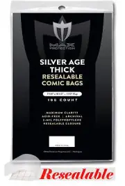 3000 MAX PRO SILVER AGE THICK COMIC BOOK 7-1/4x10-1/2 RESEALABLE BAGS ACID FREE