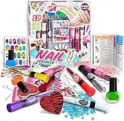 Nail Polish Pens Kit for Girls Ages 7-12, FunKidz Nail Pen Combo Kit Teen Gift Peelable Nail Art Studio Set with Cool Girly Decoration Stuff Pearl Beads, Glitter, Nail Stickers, Nail File, Gems