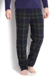 $61 Club Room Mens Pajamas Pjs Fleece Lounge Pants Blue Green Plaid Sleepwear S