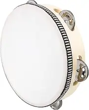 Dreokee Tambourines for Adults, 7 inch Wooden Hand Held Drum Bell Tamborine with Birch Metal Jingles Single Row Percussion Musical Instruments Hand Tambourine for Church, KTV, Party, Game