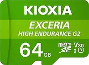 KIOXIA KLMHB064G Former Toshiba Memory MicroSD, 64 GB, Heavy Duty, Compatible with Dash Cameras and Surveillance Cameras, UHS-I U3, V30, Class 10, MicroSDXC, 4K Compatible, Maximum Read Speed 100MB/s