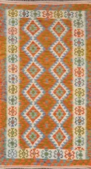 Geometric Kilim Flat Weave Southwestern Rug Runner 3'x7' Hallway Reversible Rug