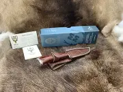 Muela Damascus Viper Fixed Blade Knife Rosewood Leather Sheath Mint n Box 11DAMR
