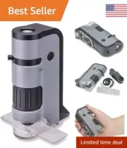 MicroFlip Pocket Microscope - LED/UV Lighted - Flip Down Slide - Smartphone Clip