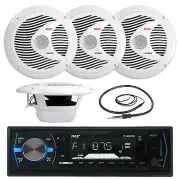 PLMRB29B Black Marine USB AM FM Radio, Marine Antenna, 6.5" Pyle 150W Speakers