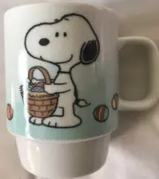 Peanuts~Snoopy Easter Basket ~NEW~ 16 Oz. Ceramic Turquoise~Coffee Cup~FAST SHIP