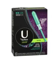 U Kotex Sleek Tampons Super Unscented 18 Count Anti-slip Grip Applicator NWOB