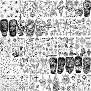 Bilizar 48 Sheets 3D Small Temporary Tattoos For Kids Women Neck Girls Arm Boys, Temp Tiny Halloween Tattoo Stickers Men Spider Cross Scorpion Snake Tiger Lion, Flower Ghost Skull Fake Tatoos Acnhor