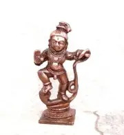 Copper Handmade Kalinganarthana Krishna Idol Statue Rich Patina Antique Finish