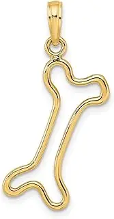 [JewelryWeb] Gold Animal Pet Dog Bone Pendant Necklace Cut out and High Polish Measures 27.2x15.4mm Wide