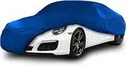 Indoor Car Cover Compatible with Main Compact Saloon Models, Elastic, Breathable and Dustproof Fabric, Soft Lining, Snug Fit, Blue