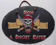 New Pirate Oval Slate Son of a Biscuit Eater Skull Crossbones Summer Home Decor
