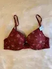 Simply Basic Bra Womens Size 36C Red Plunge Lined Underwire