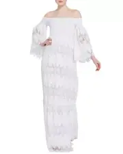 NWT ALICE + OLIVIA STACEY BENDET Roseline Smocked Lace Maxi Dress Sz XS #1E402