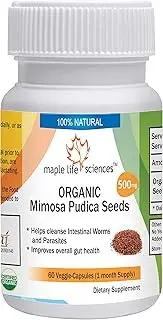 ORGANIC Mimosa Pudica Seeds Supplement Capsules - 500mg - 60 Vegan Capsules - Cleanse Parasites and Worms