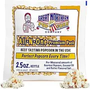 2.5oz Popcorn Machine Popcorn Packets - Pre-Measured, Movie Theater Style, All in One Gourmet Pop Corn Kernels for Popping with Butter Flavored Salt and Oil by Great Northern Popcorn (40 Case)