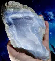 1.72lbs Large Sparkling Blue Lace Agate Geode, Malawi AAA Grade ✨