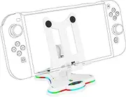 Geekria Charging Dock Compatible with Nintendo Switch, Switch Lite, Switch OLED, Portable Foldable Non-Slip Bracket, Switch Adjustable Charging Stand, with Type-C Charger Port, Breathing Light