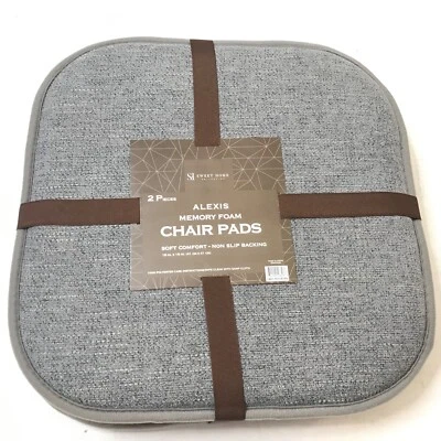 2 Pack Alexis Memory Foam No Slip Back 16 x 16 Chair Pad Cushion Soft Comfort