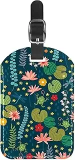 [WOSHJIUK] Luggage Tags,2 Pack Labels Suitcase Tags,Plant Lotus and Lotus Leaves,Luggage Tags Privacy Protection Travel Bag Tag