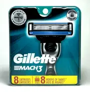GILLETTE MACH 3 REFILL CARTRIDGES 8-PACK *FITS ALL MACH3 RAZOR HANDLES*