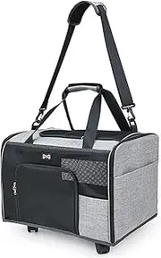Rolling Pet Carrier,Portable Travel Carry Crate for Pet - Shoulder Bag for Dog Puppy Kitten Outdoor Adventure Travel