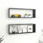 vidaXL Wall Cube Shelves 2 pcs Grey 80x15x26.5 cm Engineered Wood