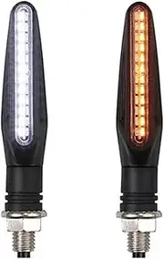 Motorcycle Indicators Flowing Turn Signal Lights Motorcycle 24LEDs High Bright Amber Turn Signal Indicator Light Fr&on&t Rear White Day Running Light Flowing Red Brake Lamps(White and Amber)