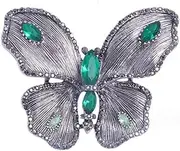 [OrcoW] Elegant Women Classic Enamel Butterfly Crystal Brooches Badges Vintage Design Lady Wedding Banquet Dress Pins Women's Jewellery Accessories, Metal
