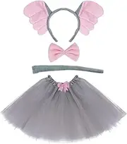Kids Animals Costume Set with Tutu, Fancy Dress, Ears Headband, Bow Tie, Paws, and Tail, Cosplay Accessory Kit for Girls