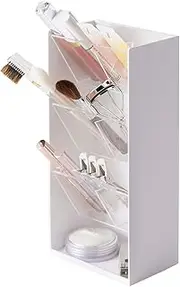 Yamazaki Industries 5603 3D Cosmetics Storage Case, 4 Tiers, White, Approx. W 4.7 x D 3.0 x H 9.8 inches (12 x 7.7 x 25 cm), Tower, Large Capacity, Accessory Storage, Cosmetic Storage