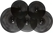 Hellery 5 Piece Cymbals Set for Drummer Practice with 14" Hi Hat, 16" Crash, 18" Rash, And 20" Ride, Black