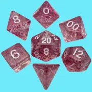 7 COUNT MINI DICE POLY SET: ETHEREAL light purple WITH WHITE NUMBERS- NEW