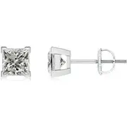 Princess-Cut Diamond Solitaire Stud Earrings