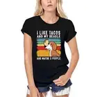 Women's Graphic T-Shirt Organic I Like Tacos And My Beagle And Maybe 3 People