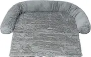 Mikki Dog, Cat, Puppy, Kitten Ultra Soft Grey Faux Fur Calming Sofa Blanket Cushion Bed Snuggler - Large