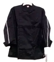 Dickies Black Tunic Chef Jacket Coat Checkered Trim CW070301 Size 36 New Brand