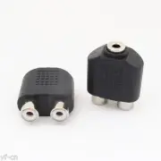 50x 3.5mm Stereo Female to 2 RCA Jack Female Twin Phono Y Splitter Audio Adapter