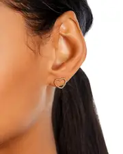 Bloomingdale's Fine Collection Polished Bead Open Heart Stud Earrings in 14K Yellow Gold